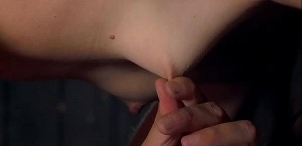  Blonde in wooden stock gets tormented